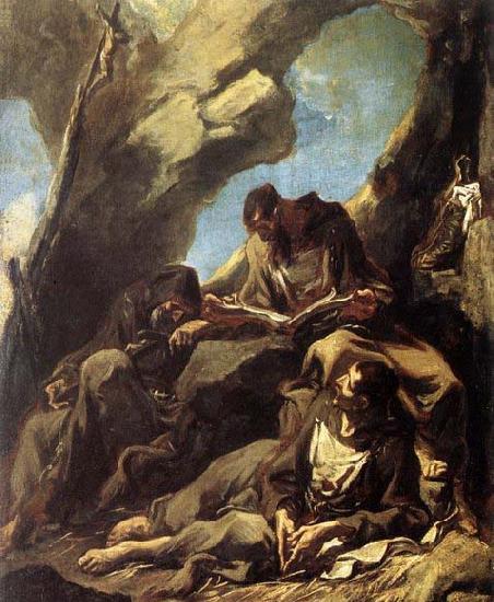 MAGNASCO, Alessandro Three Capuchin Friars Meditating in their Hermitage Spain oil painting art